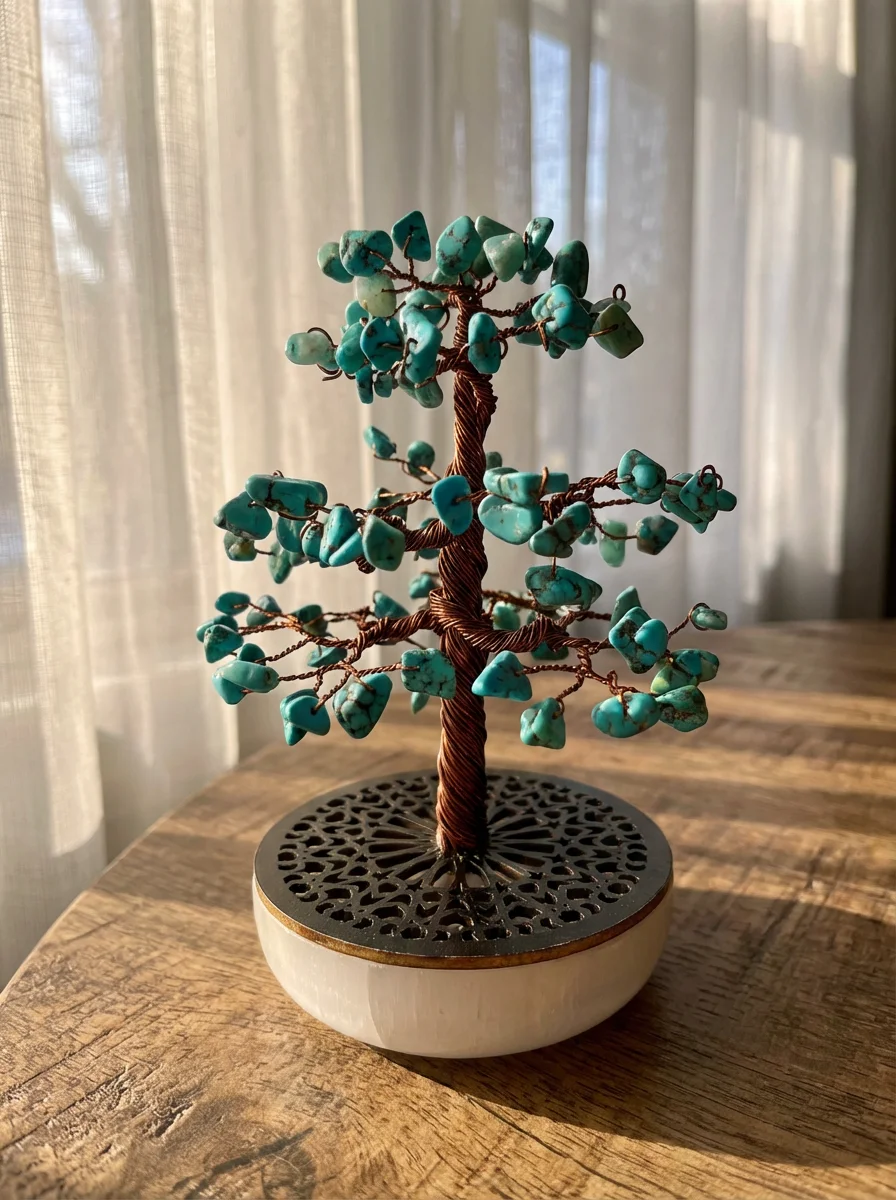 Arbre en améthyste naturelle fait main en fil de cuivre